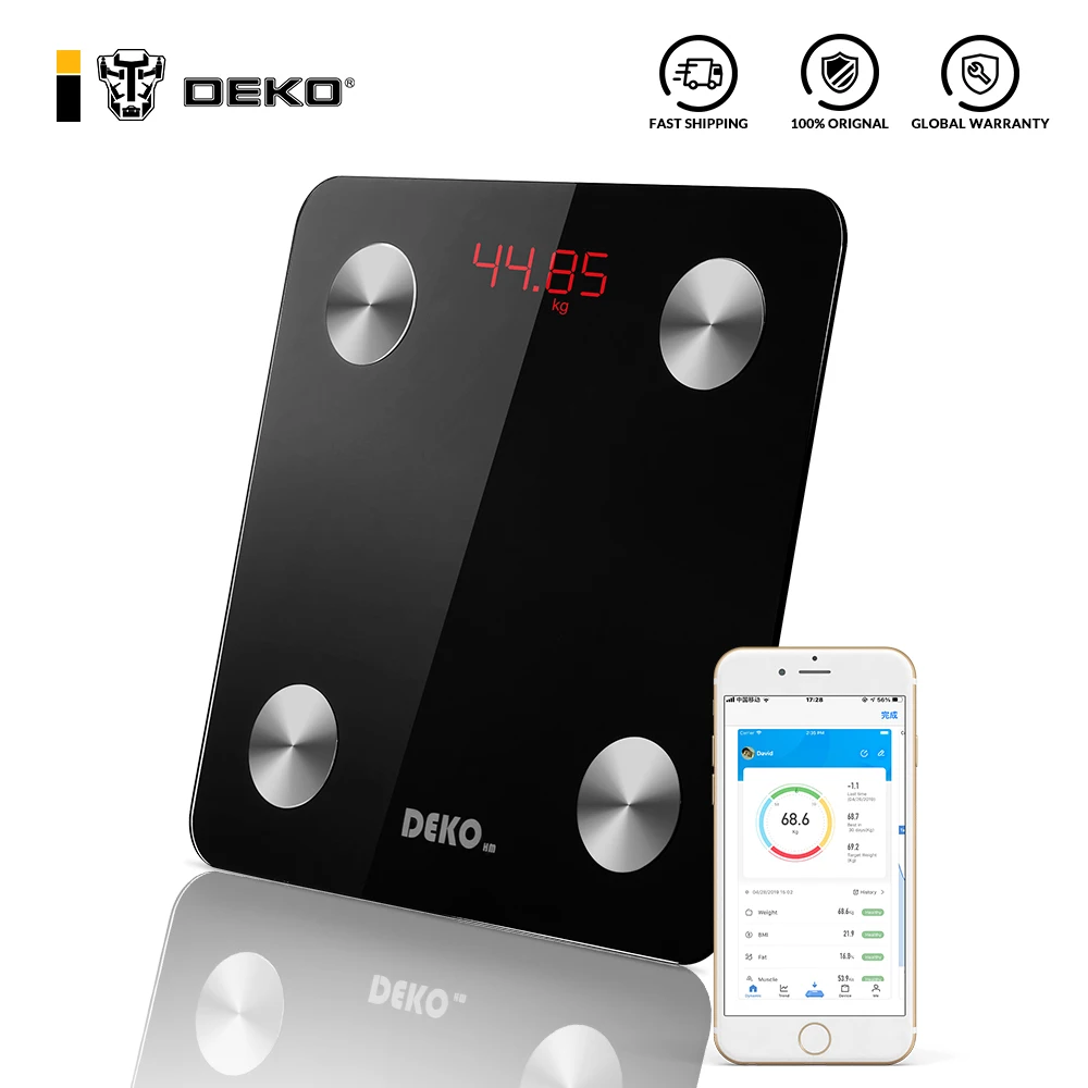 DEKO Body Fat Scale Smart Bluetooth Bathroom Weight Scale Health Monitoring Wireless Digital BMI Body Composition Analyzer