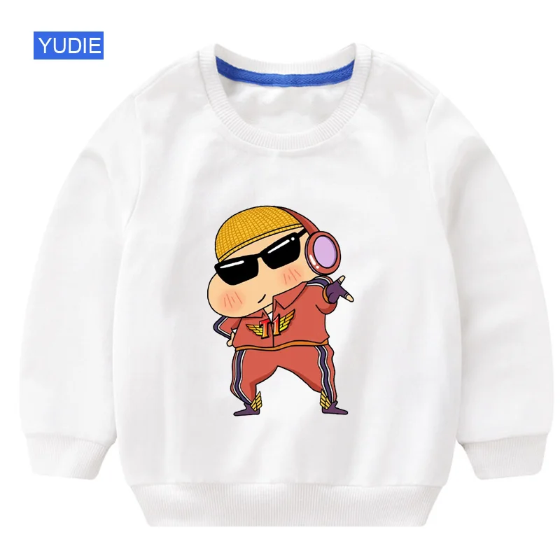 sweatshirt white Детский свитер; толстовки для мальчиков; толстовка с капюшоном с забавным рисунком «Crayon Shin Chan»; детская белая забавная осенняя одежда года для мальчиков 6 лет - Цвет: sweatshirt white