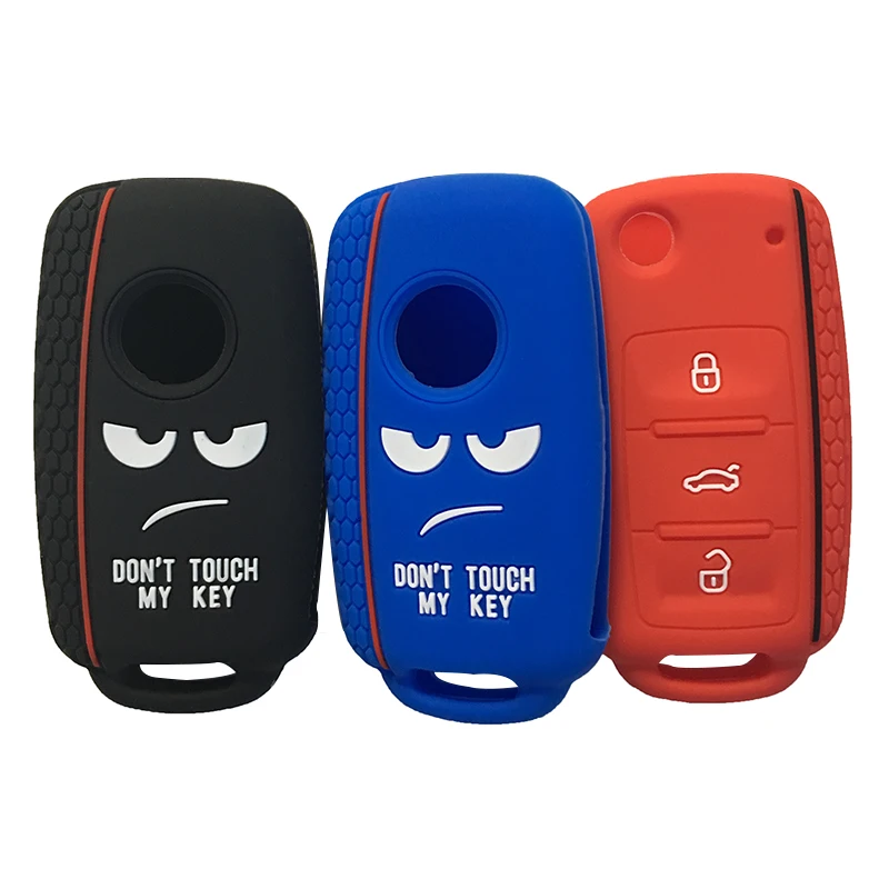 

Dont Touch My Key Cover for Volkswagen Bora POLO GOLF Passat Beetle Key Cover Case Silica Gel Case for Keychain Alarm
