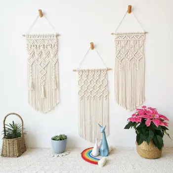 

Nordic Bohemian Tapestry Hand-woven Cotton Rope Tassel Tapestry Wall Decoration Pendant Macrame Wall Hanging Oranment