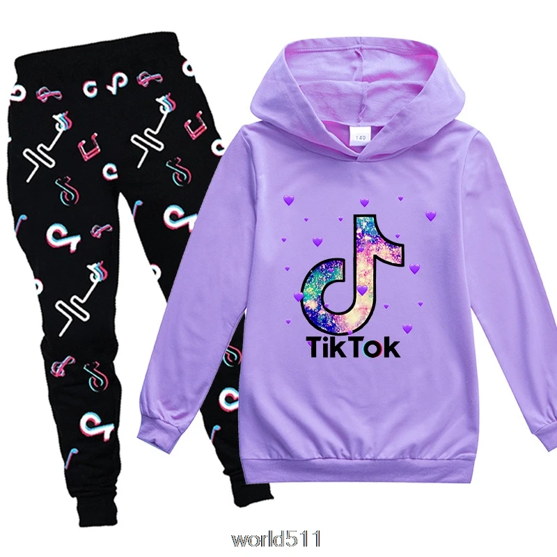 Детские толстовки и штаны для мальчиков девочек костюм Tik Tok детская одежда