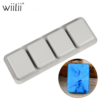 

4 Cavity Silicone Soap Mold Handmade DIY Craft Soap Mould Rectangle Shape Ice Cube Tray Pastry Molds Baking Tool For Soap Making