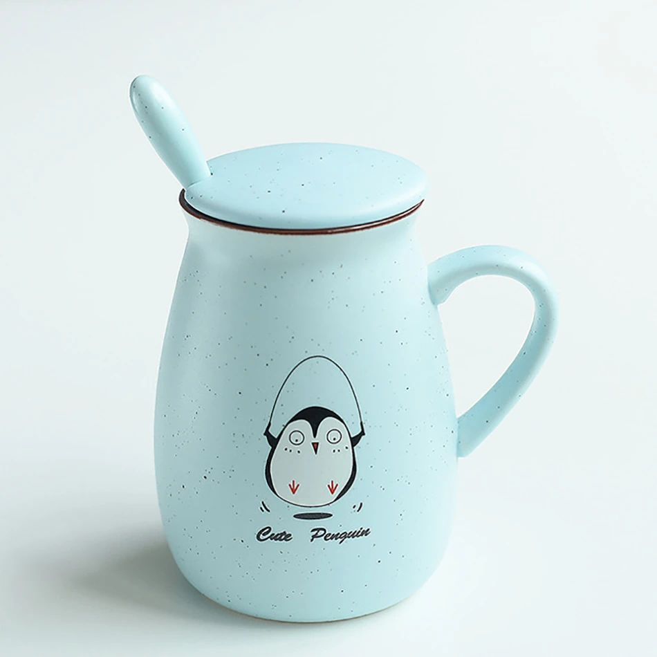 Милая кошка, кролик с животным принтом фарфоровые керамические кружки с рисунками кошек термос стакан чайная чашка молочный кофе кружка с Ложка Крышка - Цвет: 10