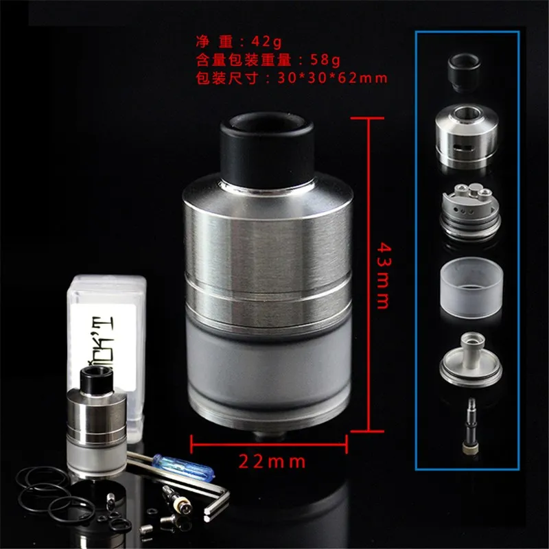 SXK WICKT RDTA атомайзер 22 мм с одной катушкой PEEK изоляторы обычные и BF RDTA Танк для 510T mods RDA RBA Танк испаритель