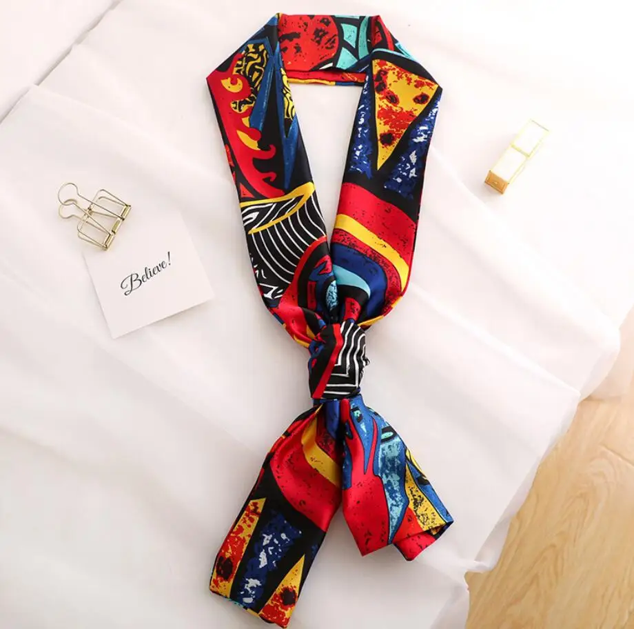 Хиджаб шарф 8,5x117 см роскошный клетчатый женский плоский угловой шарф с цветочным принтом на цепочке, с поясом, длинные шарфы, шаль, платок, сумка, Декор