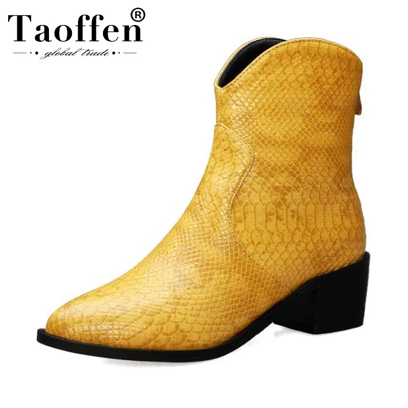 

TAOFFEN High Quality Pointed Toe Ladies 2020 Fashion Ankle Boots Brand Luxury Winter Warm Fur Shoes Woman Footwear Size 34-43