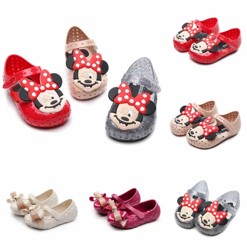 

New Kids Sandals Girls Hole Shoes Kids' Lovely Cartoon Babies Head-wrapped Soft Leather Sandals Jelly Beach Jelly Shoes