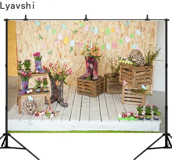 

Lyavshi Spring Easter Photography Backdrops Wooden Wall eggs flowers Kids Newborn Portrait Background Photo Studio Shooting