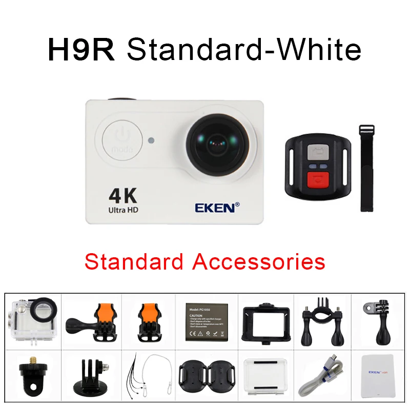 H9R White Экшн-камера 4 K/30FPS 1080 p/60fps 20MP Ultra HD Mini CAME Cam WiFi водонепроницаемая Спортивная камера от eken H9 H9R - Цвет: H9R White