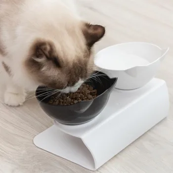 

Anti-Vomiting Orthopaedic Cat Bowl Explosive Cat Double Bowl Cat Bowl Dog Bowl Transparent AS Material Non-slip Food Bow