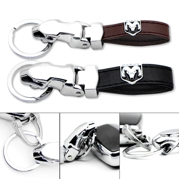 

Car Metal+Leather Emblem Keyring Keychain Key Chain For Dodge Challenger RAM 1500 Charger Avenger Caliber Nitro