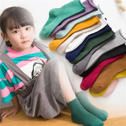 

Ten pairs Kids Socks Toddler Girl Cotton candy color volume screw-type pure color