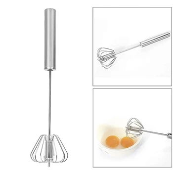 

1Pc Stainless Steel Hand Pressure Rotating Semi-Automatic Eggbeater Mixer Coffee Milk Handheld for Whisking, Beating Stirring