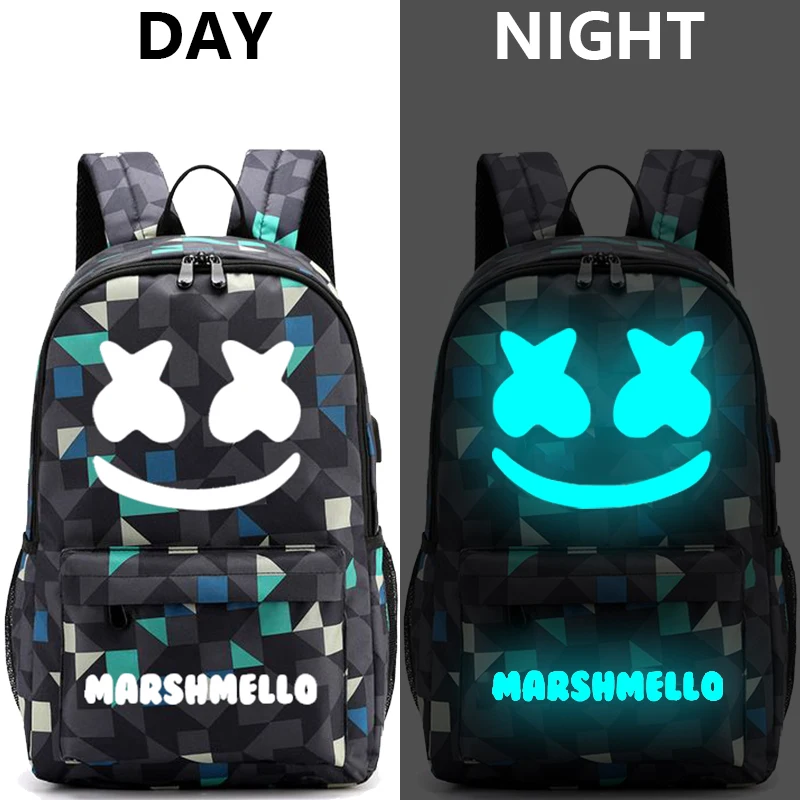 Online DJ Marshmallow School Bag for Teenager Student Backpack Can USB Charging Anti theft Laptop bag Boys Girls Luminous Rucksack