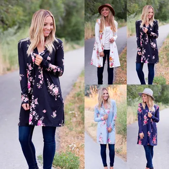 

Women Ladies Spring Autumn Blouse Cardigan Coat Long Jacket Outwear Tops Kimono Jacket Blazer Coat Autumn Tops Cardigan