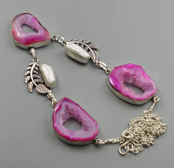 

Agate Drusy Necklace Silver Overlay over Copper, 38.2 cm, N4503
