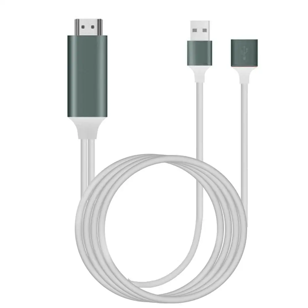 Белый HD USB к HDMI мобильный к телевизору преобразования 4K Hdmi кабель 2 м 1080P Аудио видео конвертер для Apple Android тип-c планшет ТВ экран - Цвет: Белый