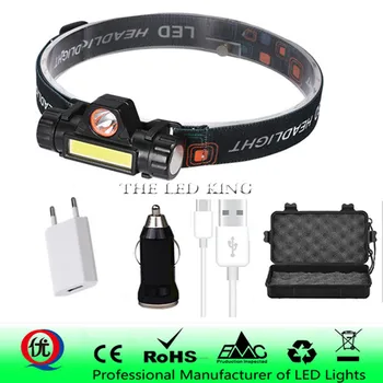 

XPE + COB Portable mini LED Headlamp Built-in USB Rechargable 18650 Battery with Magnet Torch Camping Hiking Night Fishing Light