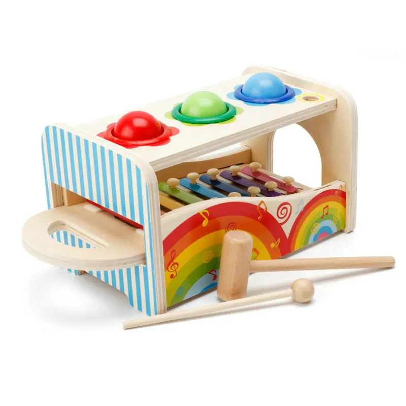 Два в одном детский деревянный ксилофон нокаут игровой набор детский игрушечный ксилофон музыкальный инструмент деревянные игрушки для детей подарок