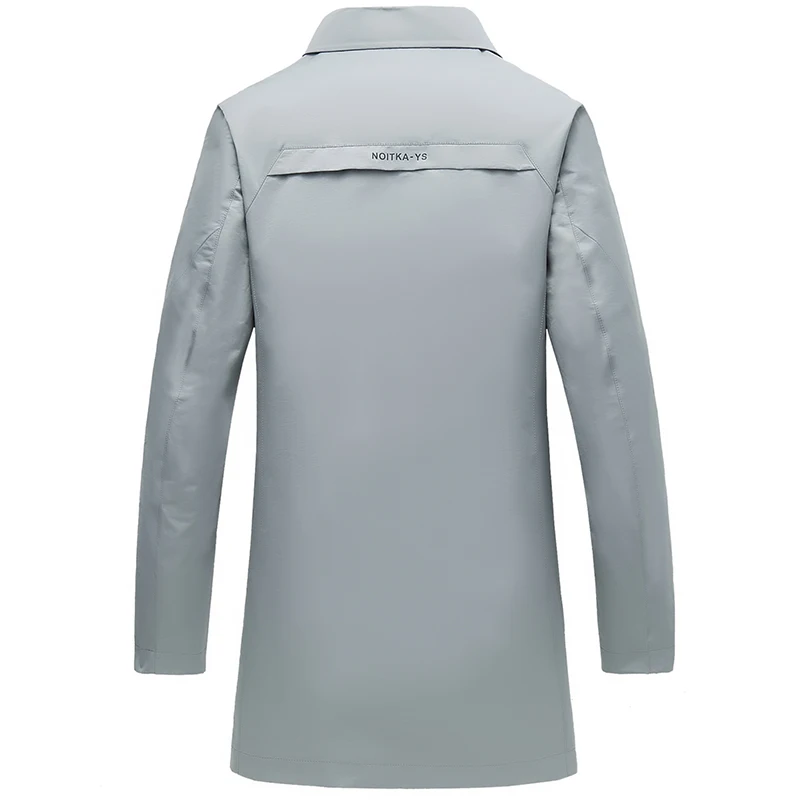 Promo Coat Spring Autumn Trench Coat Casual Solid Men's Windbreaker Single Breasted Jacket Black Gray Turn-down Collar Long Jacket Men