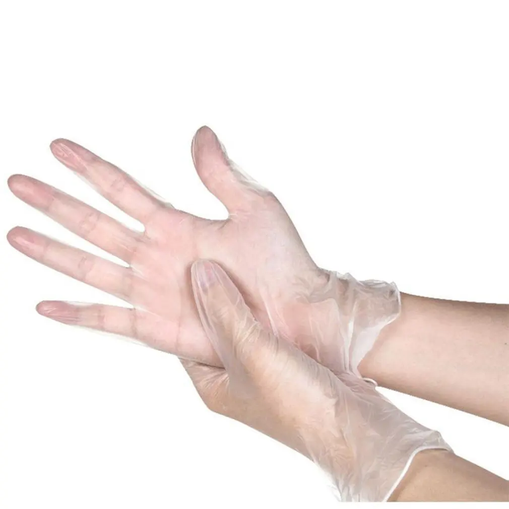 

100 PCS Transparent Disposable PVC Gloves Dishwashing/Kitchen/Medical /Latex/Rubber/Garden Gloves Universal For Home Cleaning