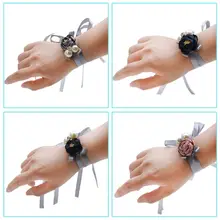 Свадебные невесты чай-роза искусственный цветок запястье корсаж искусственная тычинка имитация жемчуга ленточка на запястье для выпускного вечера вечерние