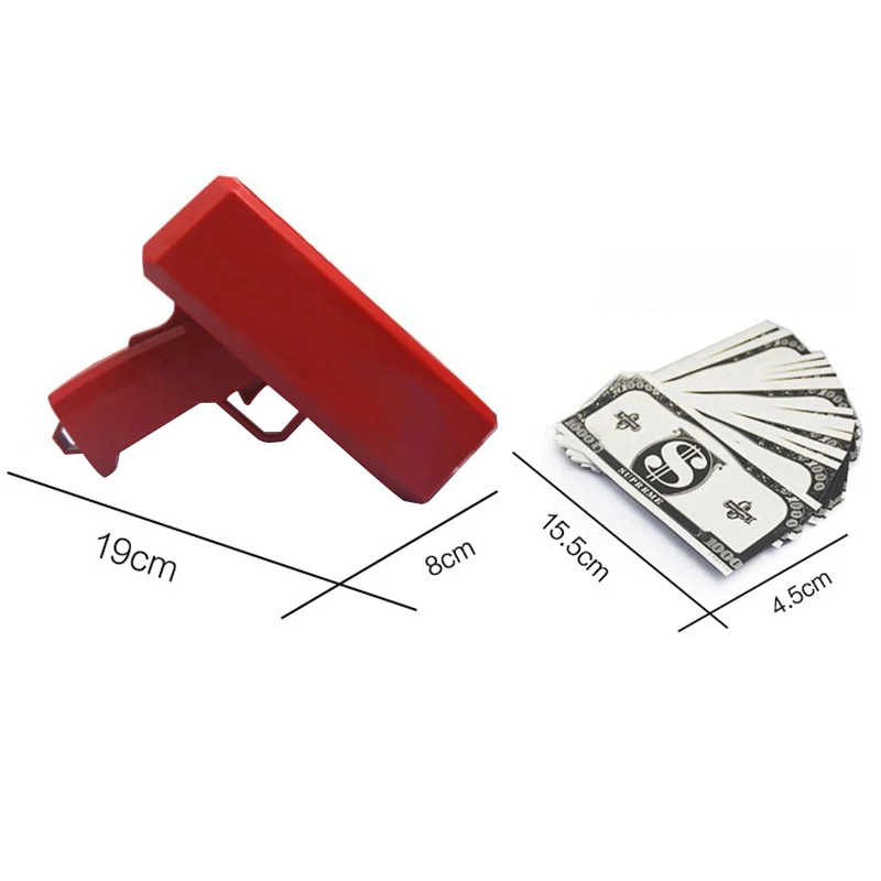 Make It Rain Money Gun Red Pink Toy Christmas Gift Party Toys Game 100PCS Cash Fashion Money Gun Toys Bubble Column For Package