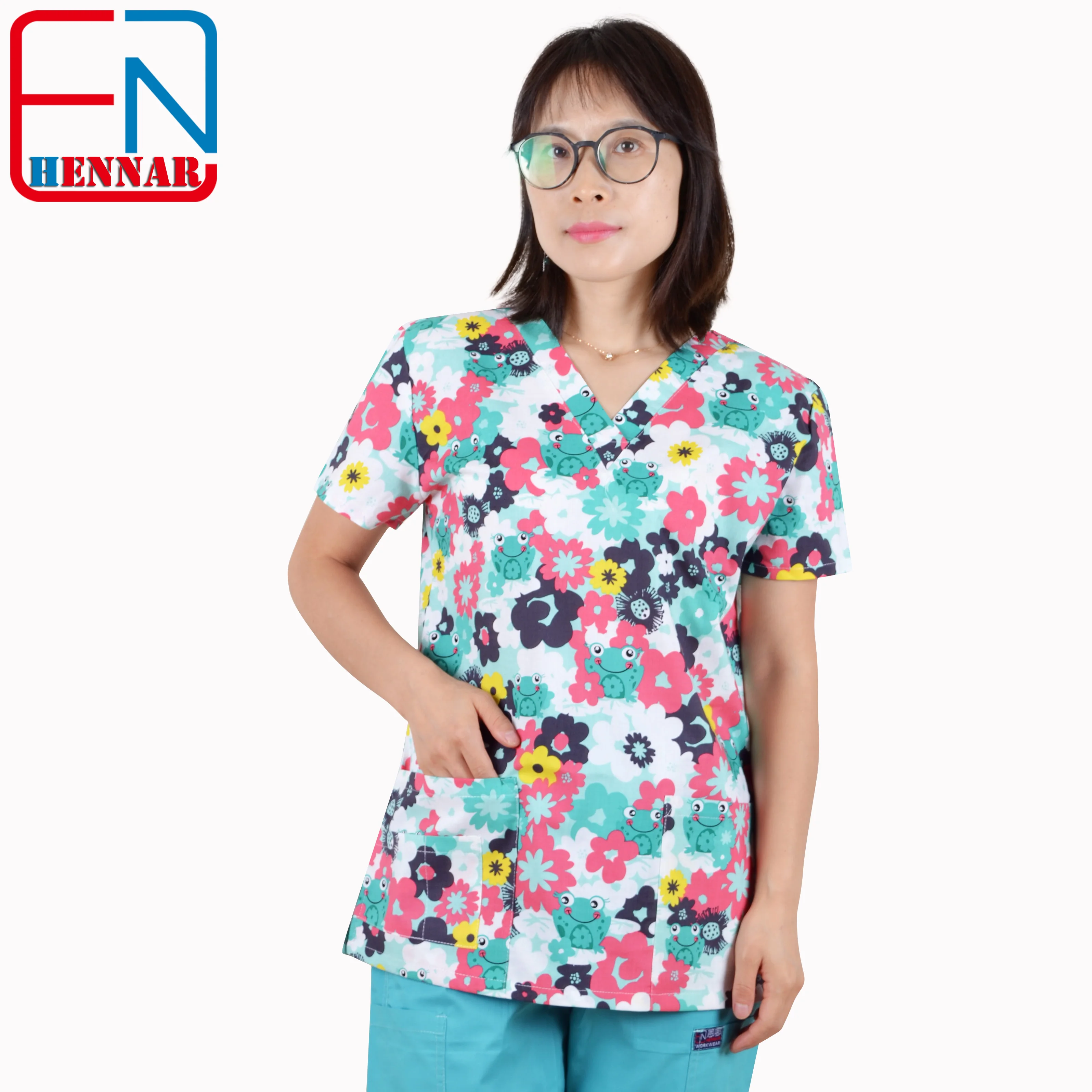 

medical scrub tops with stretchy material XXS-3XL