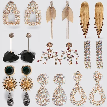 

JUJIA ZA Crystal Geometric Drop Earrings Women Wedding Simulated Pearls Christmas Girls Gifts Earring Accessories Wholesale