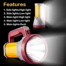 3000лм usb зарядка светодиодный фонарик 5200 мАч батарея прожектор ручной светильник кемпинг фонарь прожектор для пешего туризма охота