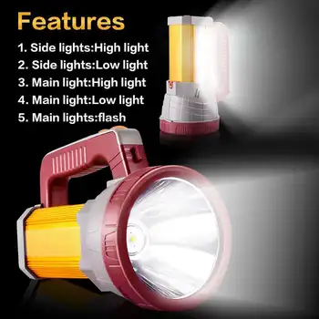 

3000LM USB Charging LED Work Light Torch 5200mAh Battery Spotlight Hand Lamp Camping Lantern Searchlight for Hiking Hunting