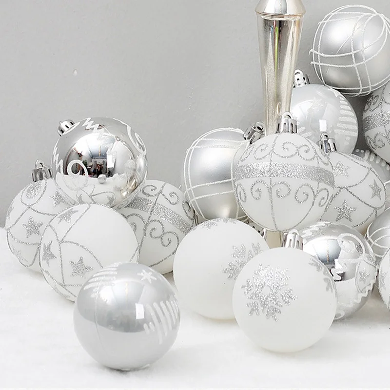 24Pcs Christmas Tree Pendant Shiny Decorative Balls 6cm Xmas Party Hanging Ornaments decorations for home