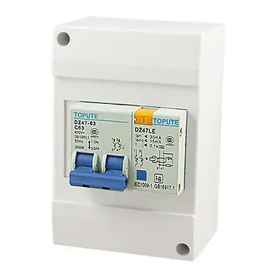 

AC 400V 63A 2 Poles Miniature Earth Leakage Circuit Breaker w Case