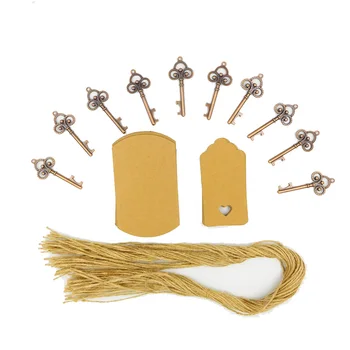

10 Pack Creative Wedding Candy Box Gift Key Beer Opener Kraft Cards Hemp Ropes Key Bottle Beer Opener Wedding Decor Gift