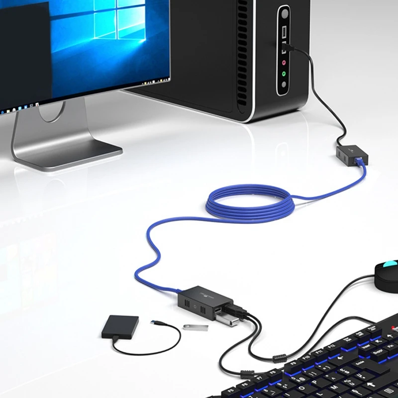 USB Extender 1 in 4 Out USB2.0 to RJ45 Extender 50