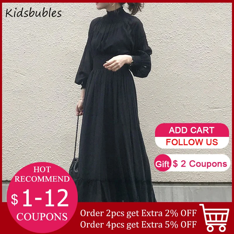 Шифоновое женское плиссированное платье весна 2020 корейский стиль простые черные