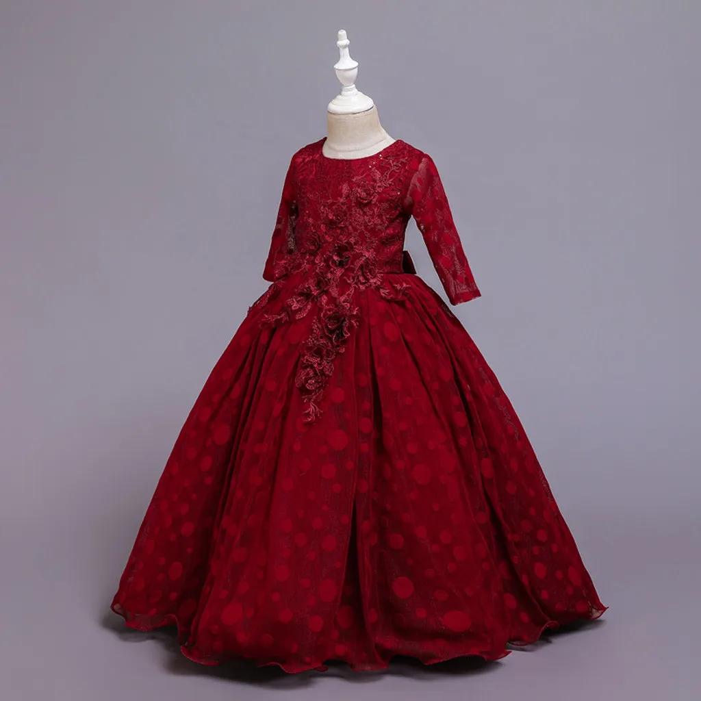 Торжественное платье принцессы для девочек; детское платье в горошек с вышивкой для дня рождения; платье подружки невесты для девочек-подростков; платье на свадьбу; вечернее платье на выпускной;# LR2