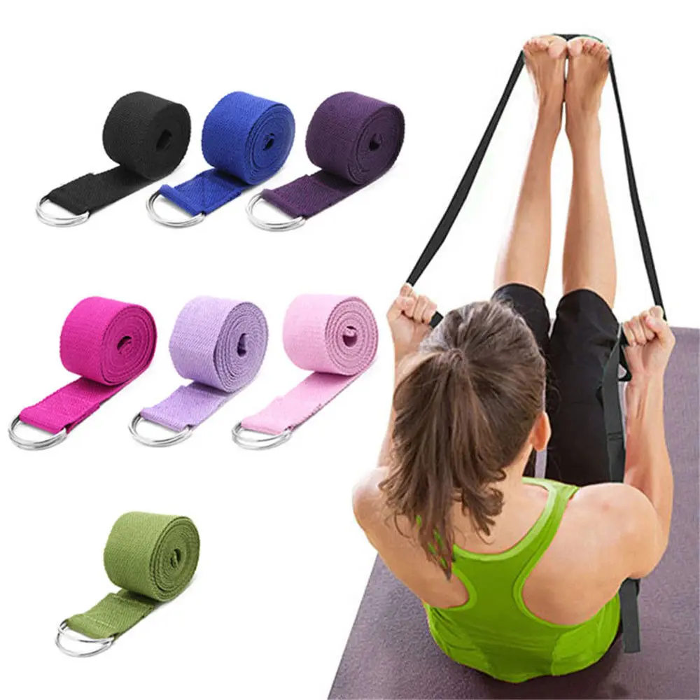 180cm Multicolors Yoga Stretch Strap D-Ring Belt Fitness Exercise Gym Rope Figure Waist Leg Resistance Fitness Bands Yoga Belt