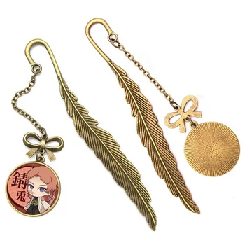 

Cute Metal Feather Bookmarks Anime Demon Slayer Kimetsu No Yaiba Pendant Book Marks For Teachers Gift Beautiful Book Accessories