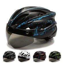 Windproof Bicycle Helmet Safety Capacete Ciclista Breathable Mountain Road Casco MTB Bike Helmet with Goggles Removable Lens