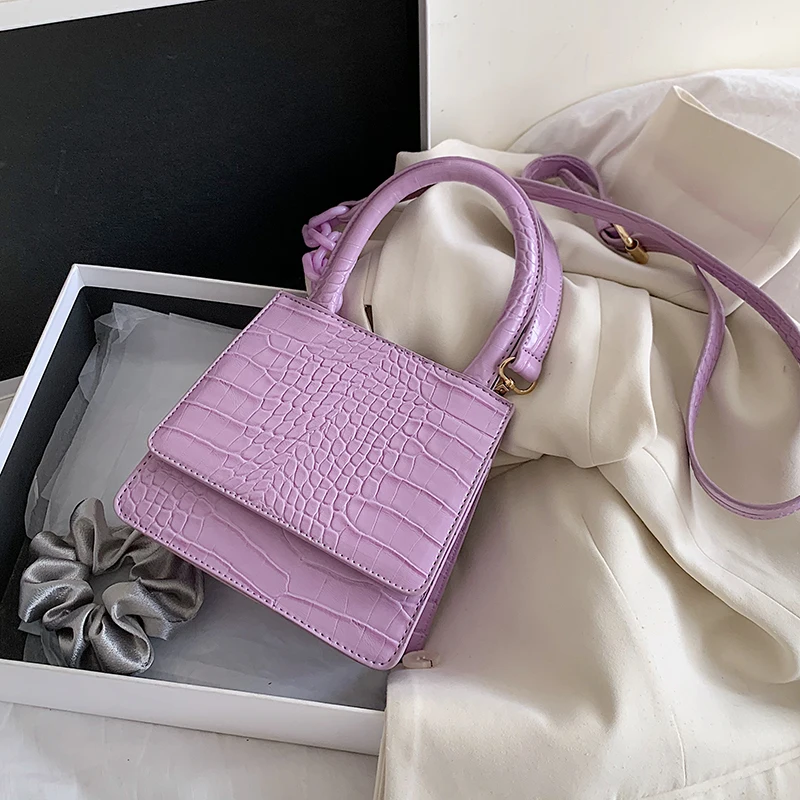 

Crocodile Pattern Mini Chain Design PU Leather Crossbody Bags For Women 2020 Fashion Shoulder Handbags Female Travel Totes