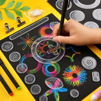 22pcs Spirograph Drawing Toys Set Interlocking Gears Wheels Painting Drawing Accessories Creative Educational Toy Spirographs 1