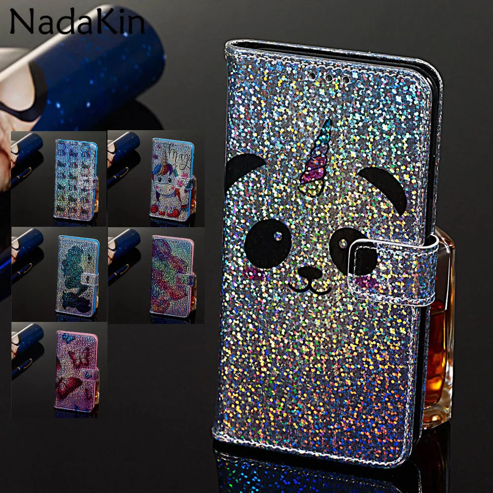 Блестящий чехол-книжка с единорогом для iPhone 11 Pro X XS MAX XR 6 6S 7 8 Plus Ретро Стильный кожаный флип-чехол с ремешком