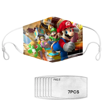 

Super Mario Bros 3D Print Kids Face Masks Hot Game Children Boys Elastic Mouth Mask with 7PCS PM2.5 Filters Mascaras