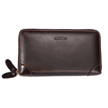 

OGRAFF Double Zipper Men Wallet Clutch Bags Men's Purses Genuine Leather Men Wallets Leather Man Wallet Long Money Male Purse