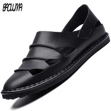 Новинка года; летние мужские пляжные сандалии; мужские шлепанцы; удобные высококачественные модные кроссовки; кожаные уличные мужские повседневные сандалии