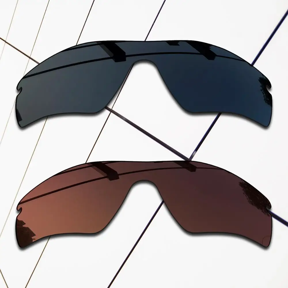 E.O.S 2 Pieces Black & Brown Polarized Replacement Lenses for Oakley RadarLock Path OO9181 Sunglasses