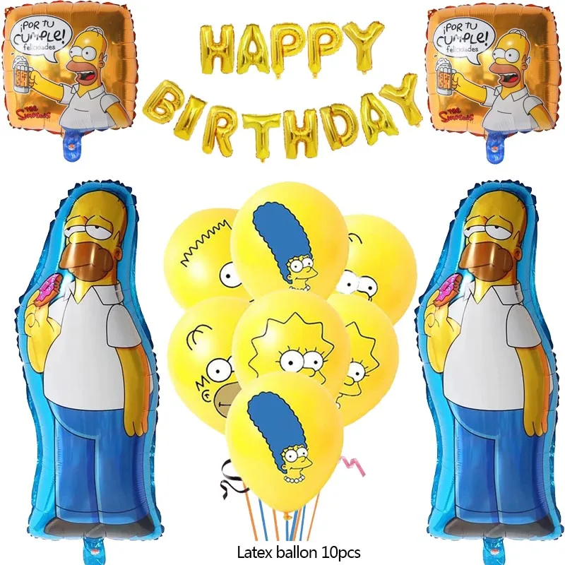 

Simpsoned Balloon Funny Famliy Home Simpson Latex Foil Air Ballon Gold Happy Birthday Party Decoration Kid Toy Cartoon Globo