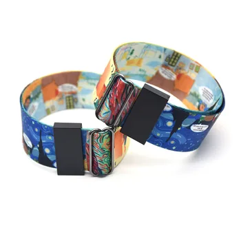 

30pcs/lot Van Gogh Sunflower Wristband Adjustable Ribbon Wristbands Printing Cartoon Anime Hand Strap Sport Accessories NA2330