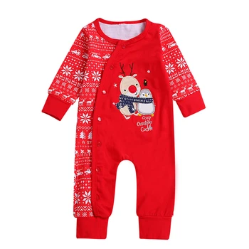 

Xmas Newborns Romper Infant Boys Girls Cartoon Deer Print Patchwork Winter Long Sleeve Jumpsuit Christmas Baby Clothes 0-24M A20